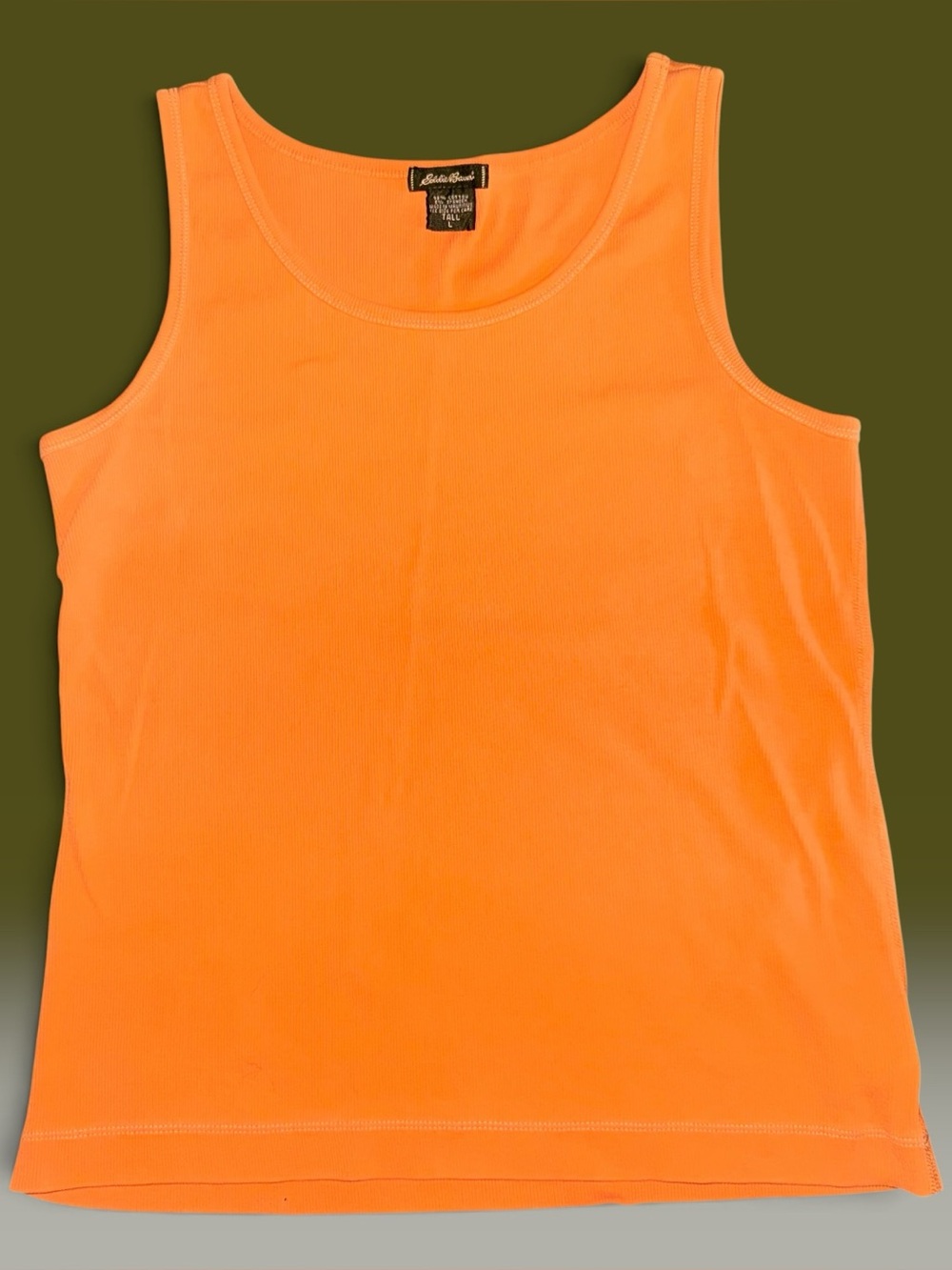 Eddie Bauer Women's Bright Orange Scoop Neck Ribbed Tank Top (Tall Large)